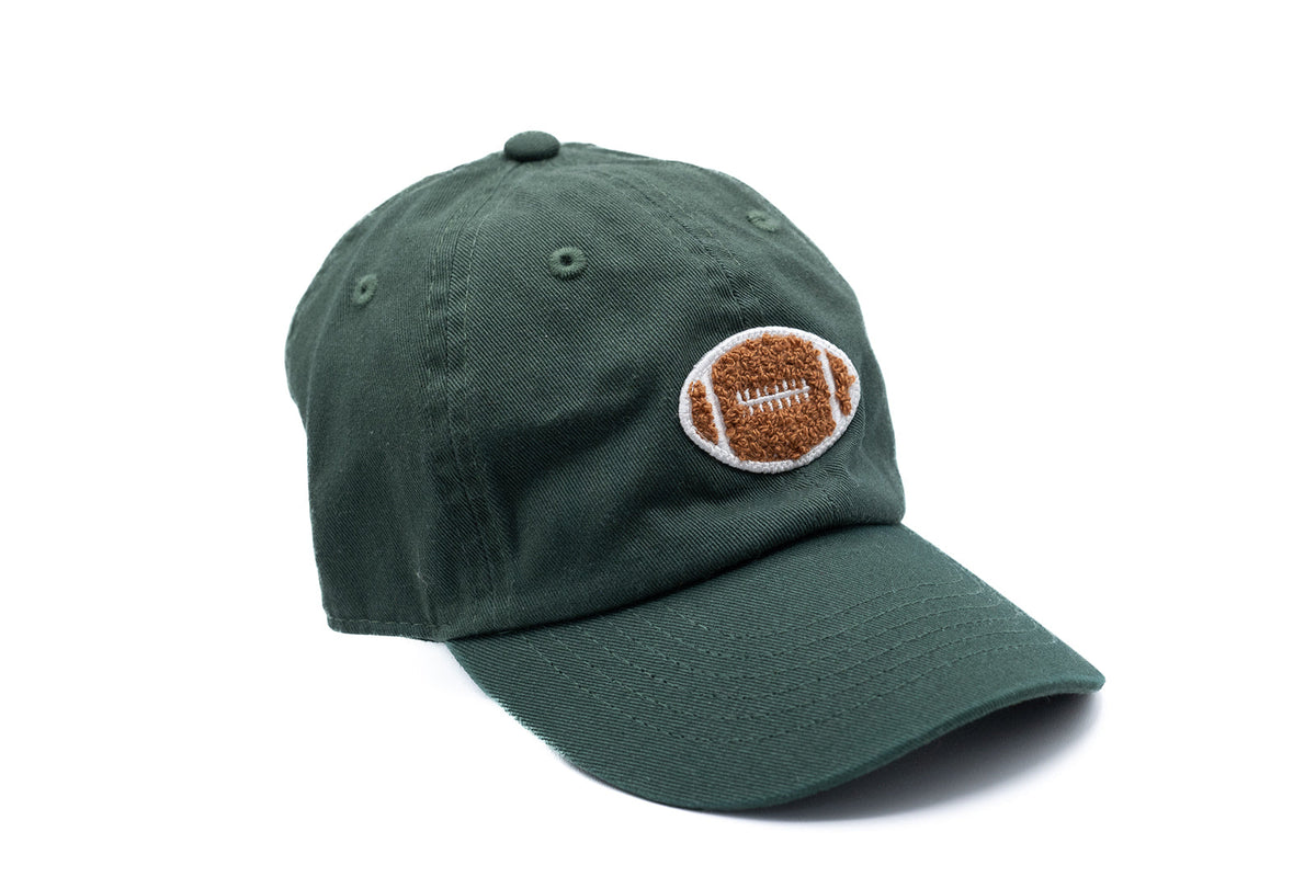 Rey To Z angled view of the Hunter Green football-patch cap