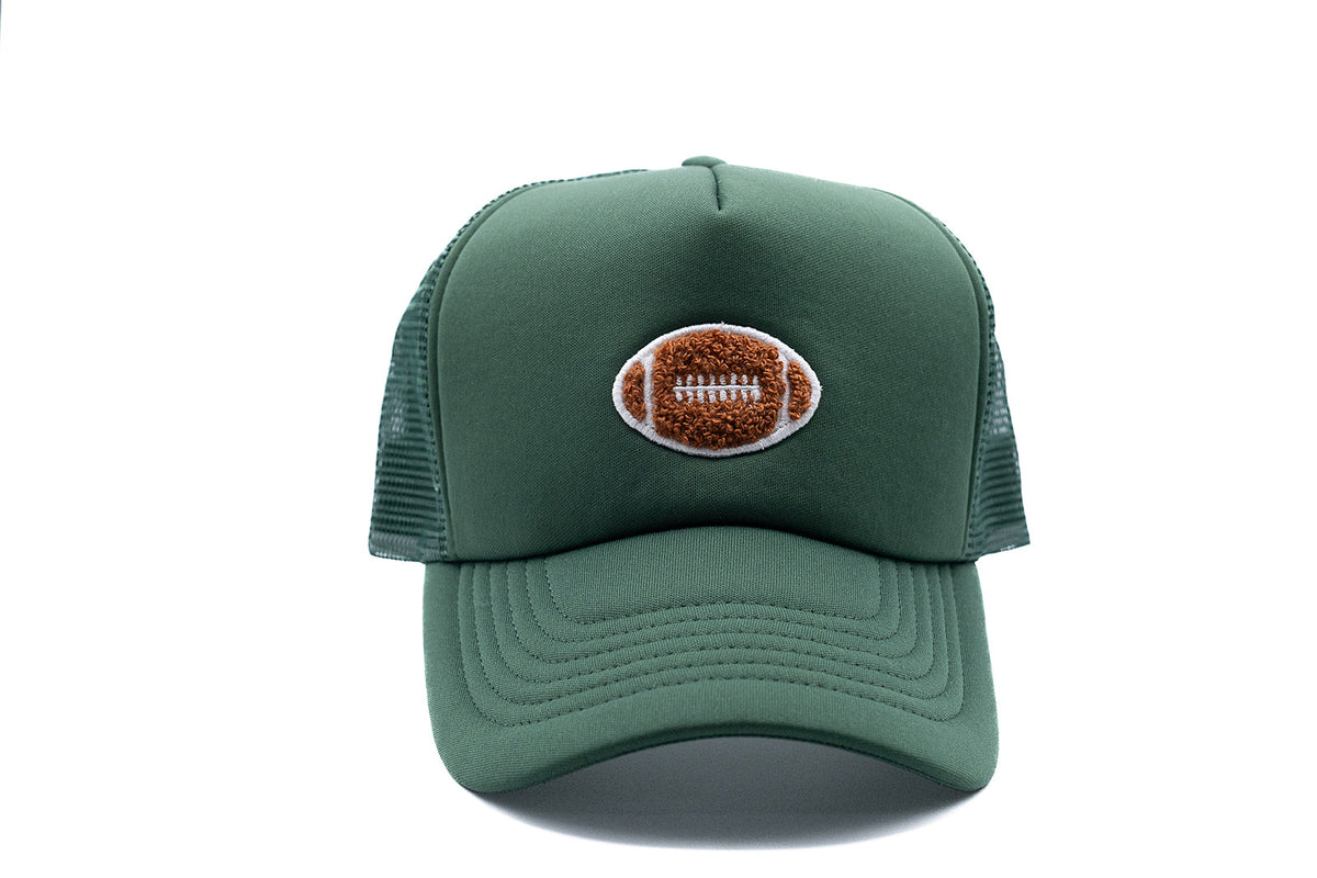 Rey To Z front view of the Dark Green football-patch trucker
