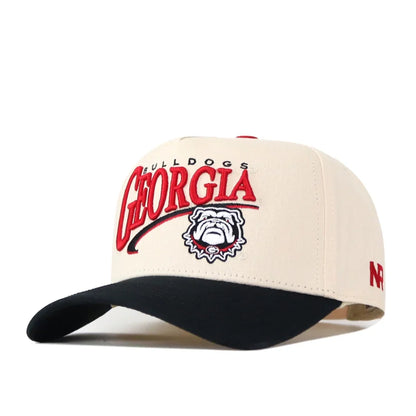 No Rivals Georgia Bulldogs Natural Stride cap with red team lettering and a black brim