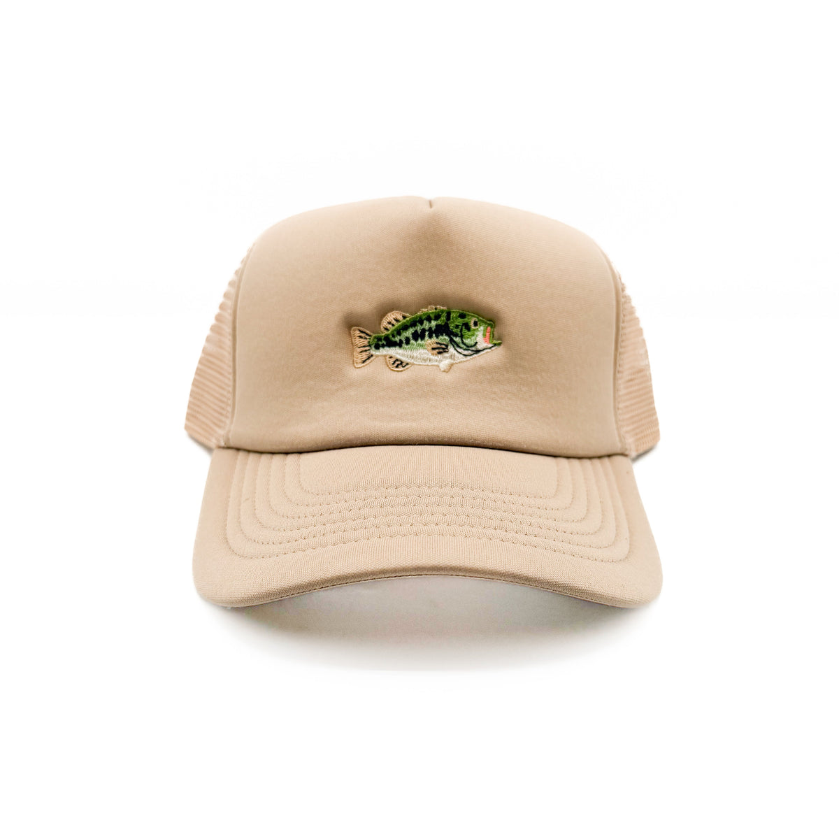 Rey To Z Bass Fish Trucker Hat in Khaki, front view