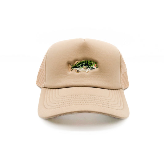 Rey To Z Bass Fish Trucker Hat in Khaki, front view