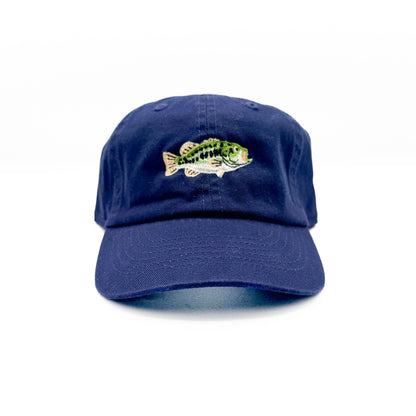 Rey To Z front view of the Navy bass fish baseball cap