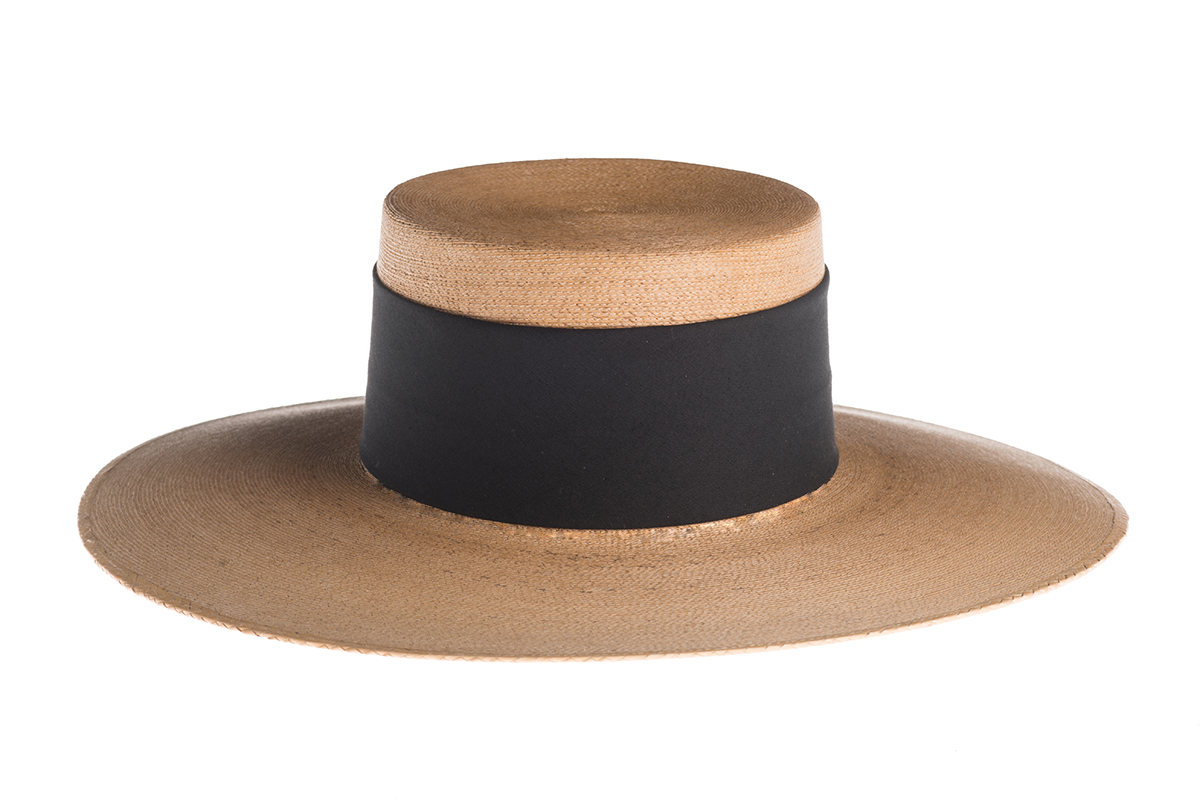ASN Hats Isla Bonita natural boater hat, front angle showing the crown and brim