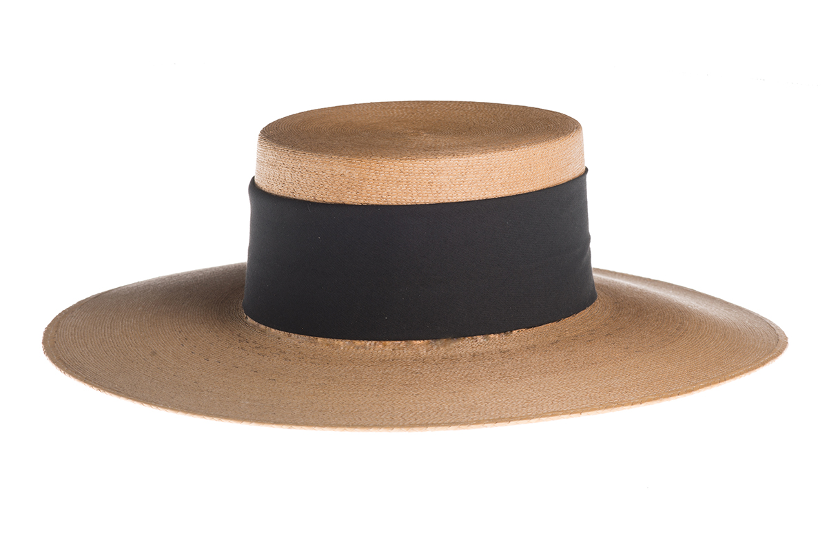 ASN Hats Isla Bonita natural boater hat, opposite angle showing the brim shape