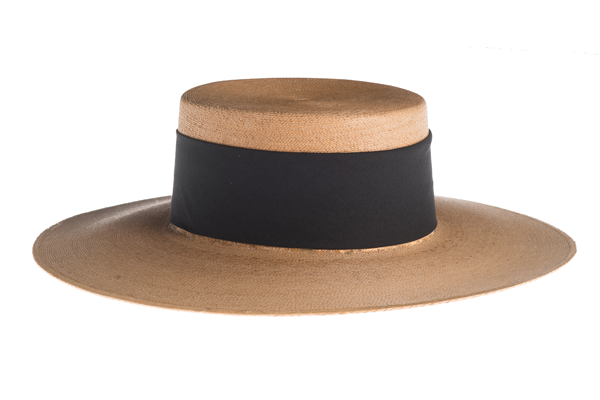 ASN Hats Isla Bonita natural boater hat, rear view showing the crown and trim