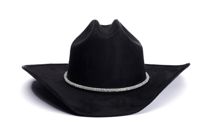 ASN Hats Kenny Black black cowboy hat, front angle showing the crown and brim