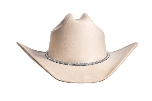 ASN Hats Kenny Cream cream cowboy hat, front angle showing the rhinestone band