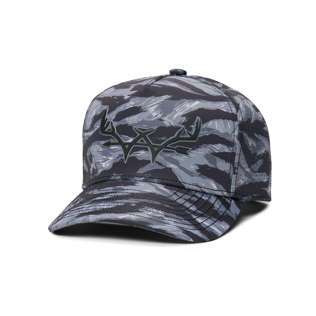 Webb Western Urban Tiger cap, angled front showing the crown design and brim