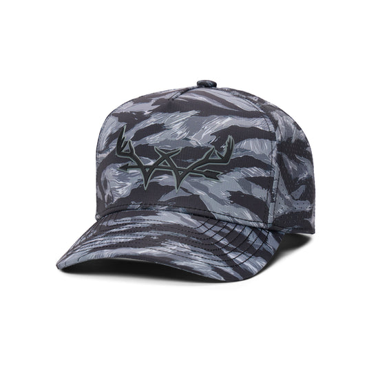 Webb Western Urban Tiger cap, angled front showing the crown design and brim