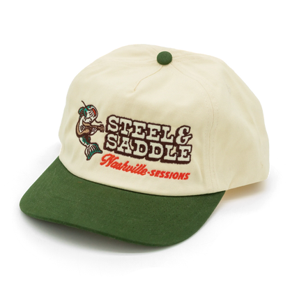 Steel & Saddle Nashville Sessions cream and green cap with catfish embroidery