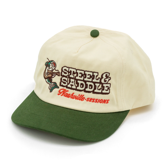 Steel & Saddle Nashville Sessions cream and green cap with catfish embroidery