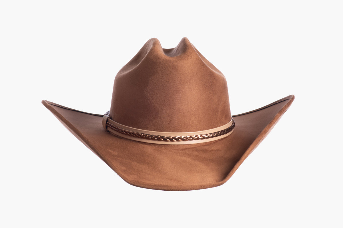 ASN Hats Nomad Brown brown cowboy hat, front angle showing the western crown