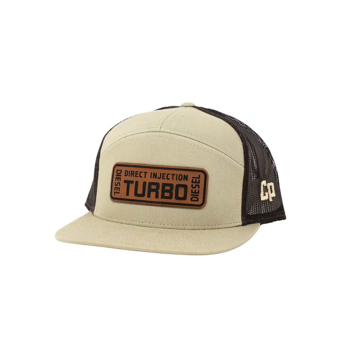The Mad Hatter Company Turbo- Complete Performance, khaki crown with a coffee-colored bill and Turbo patch