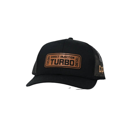 The Mad Hatter Company Turbo- Complete Performance, black mesh trucker with a brown Turbo patch