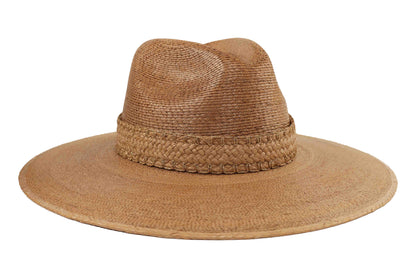 ASN Hats Ophelia tan fedora hat, opposite angle showing the brim shape