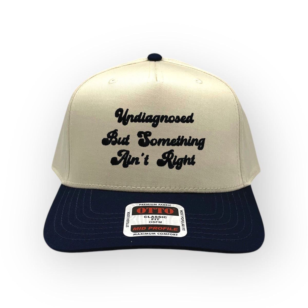 Natural and navy Something Ain't Right embroidered cap