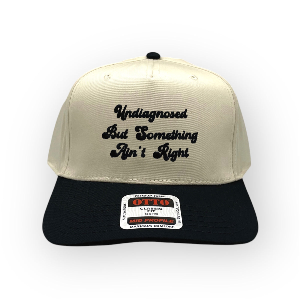 Natural and black Something Ain't Right cap, front view