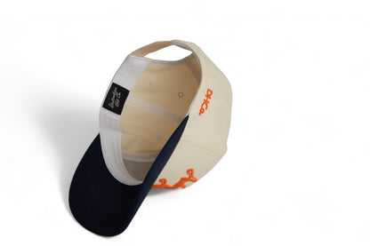 Interior view of the Destination Hat Co. Auburn script cap showing the inner band and underside of the bill