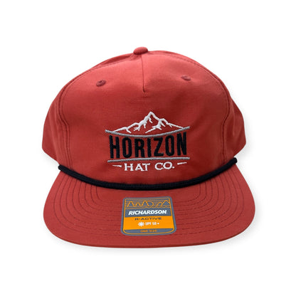 Dark orange and black Horizon rope cap with front embroidery