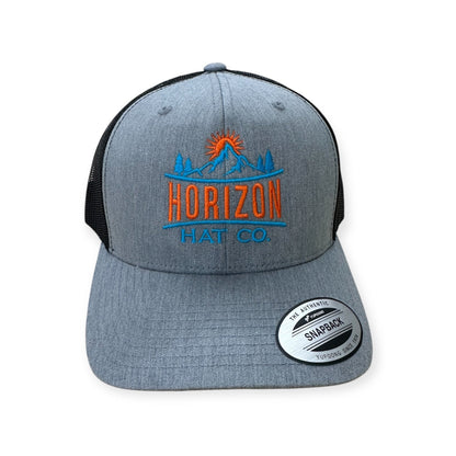 Heather gray and black Horizon embroidered cap with front logo