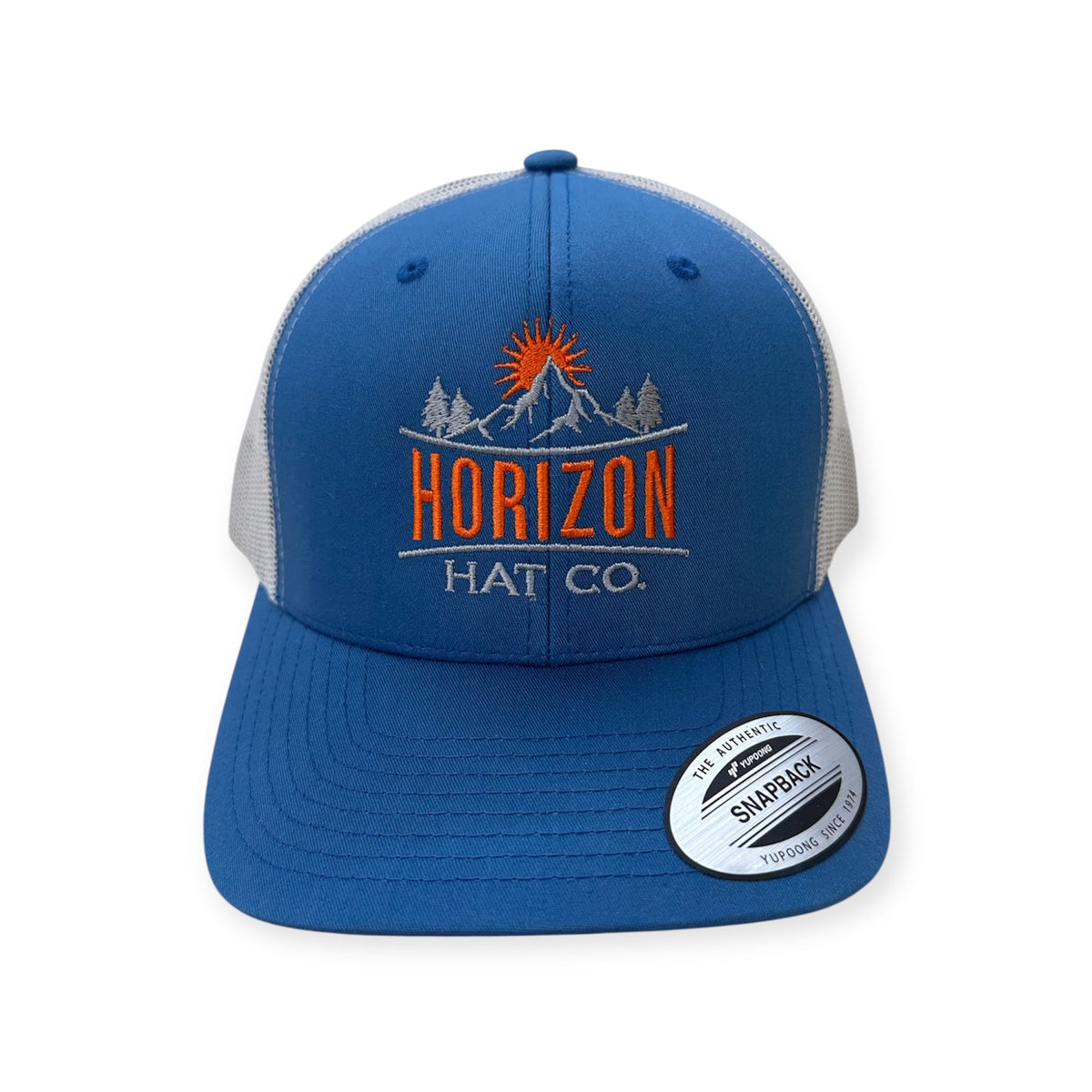 Blue Horizon logo trucker with pale mountain embroidery