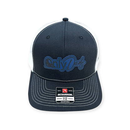 Front view of Only Dads patch hat by Horizon Hat Co. in black/white showing only dads fatherhood-humor patch