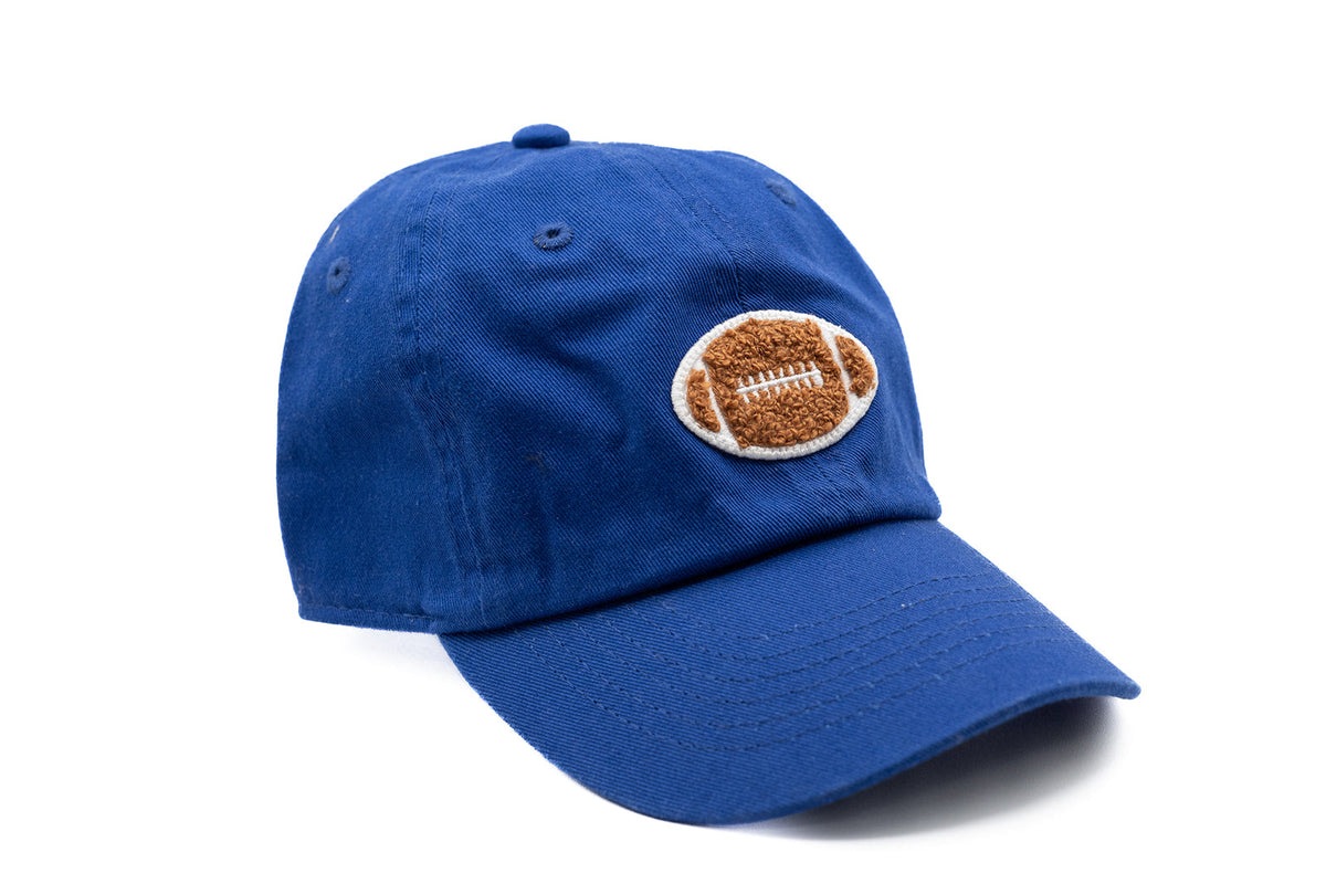 Rey To Z angled view of the Royal Blue football-patch cap