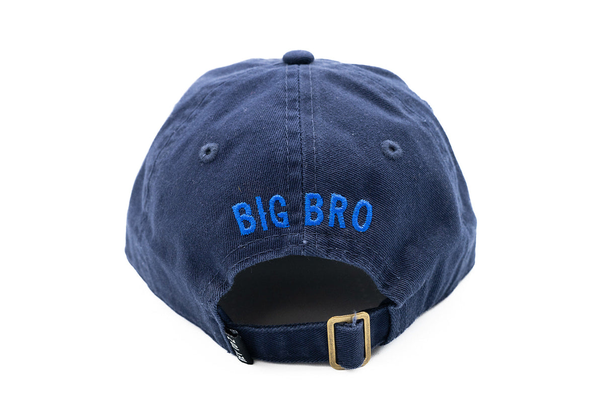 Rey To Z blue cap rear showing BIG BRO embroidery