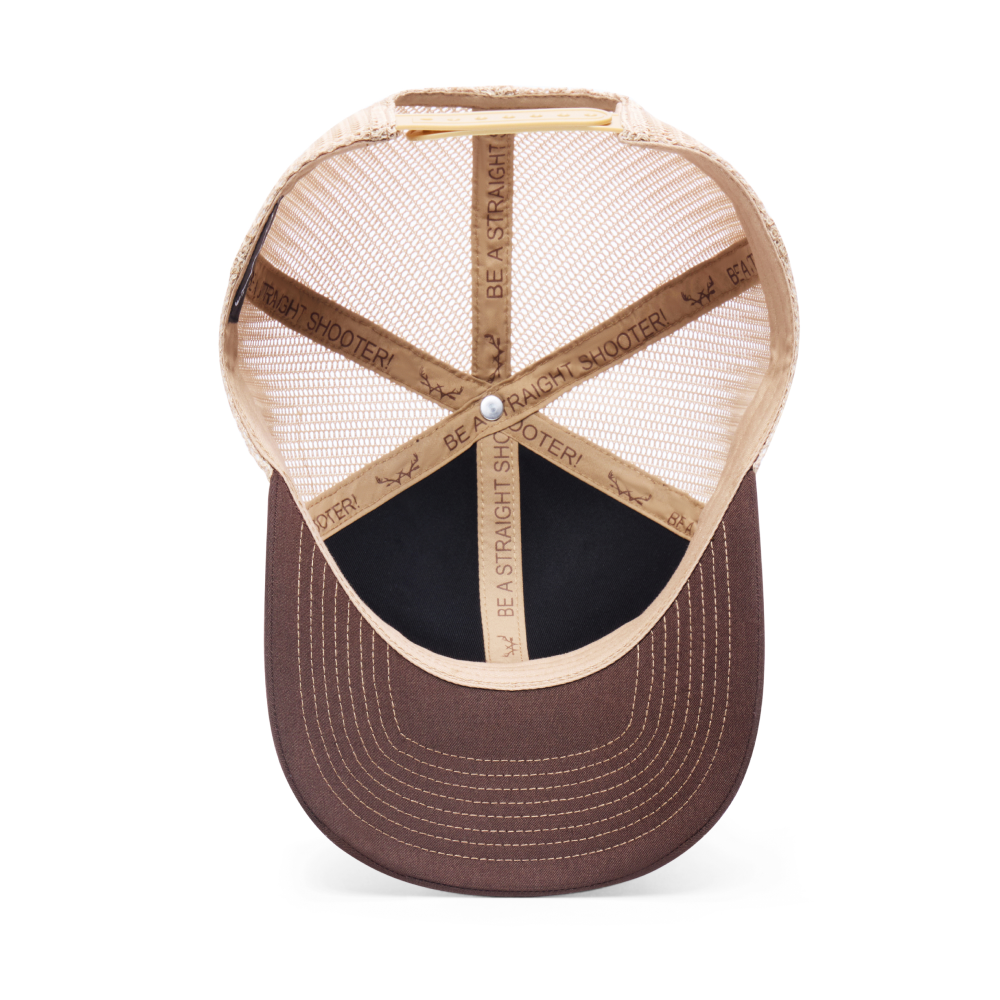 Webb Western Rusty Antler cap, interior view showing the sweatband and crown seams