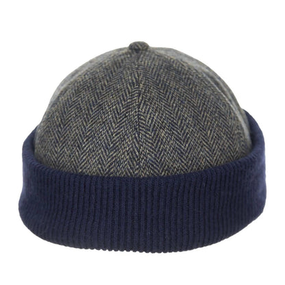 Scala Koitz wool blend beanie in Navy with a herringbone crown and ribbed cuff