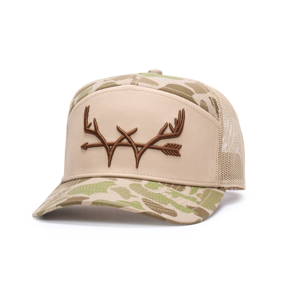 Webb Western DB Antler cap, angled front showing the embroidered front logo