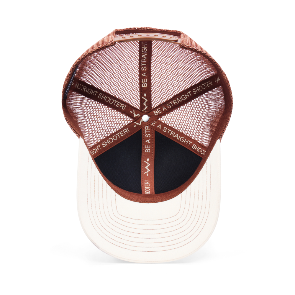 Webb Western Salt Lick cap, interior view showing the sweatband and crown seams