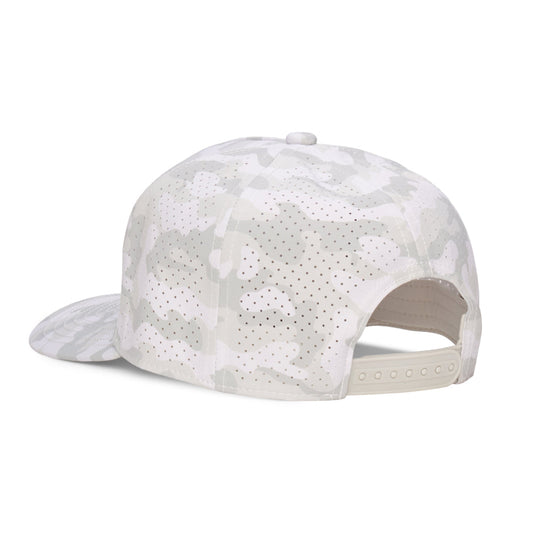 Webb Western Snow Camo cap, rear angle showing the adjustable snapback closure