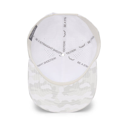 Webb Western Snow Camo cap, interior view showing the sweatband and crown seams
