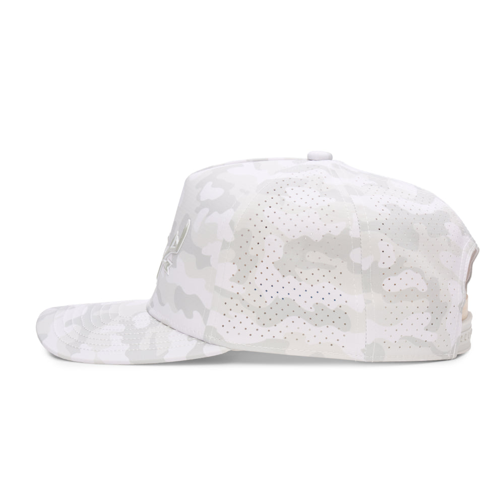 Webb Western Snow Camo cap, opposite side showing the perforated panels