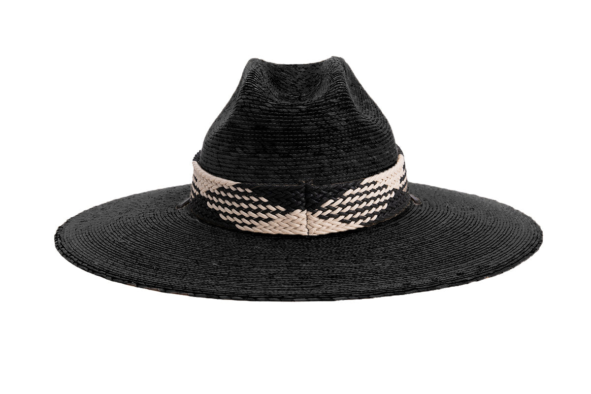 ASN Hats Surfer Boi Black black fedora hat, rear view showing the crown and trim