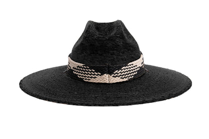 ASN Hats Surfer Boi Black black fedora hat, rear view showing the crown and trim