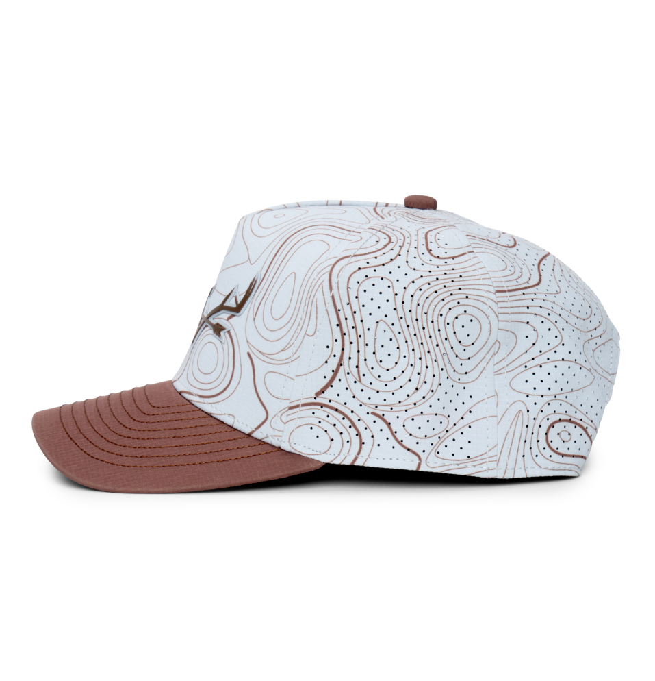 Webb Western Topo Camo (cream/brown) cap, opposite side showing the perforated panels