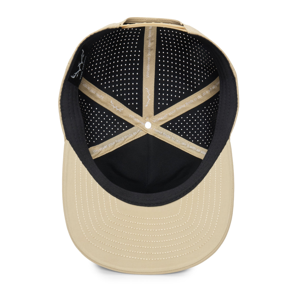 Webb Western Saddle cap, interior view showing the sweatband and crown seams