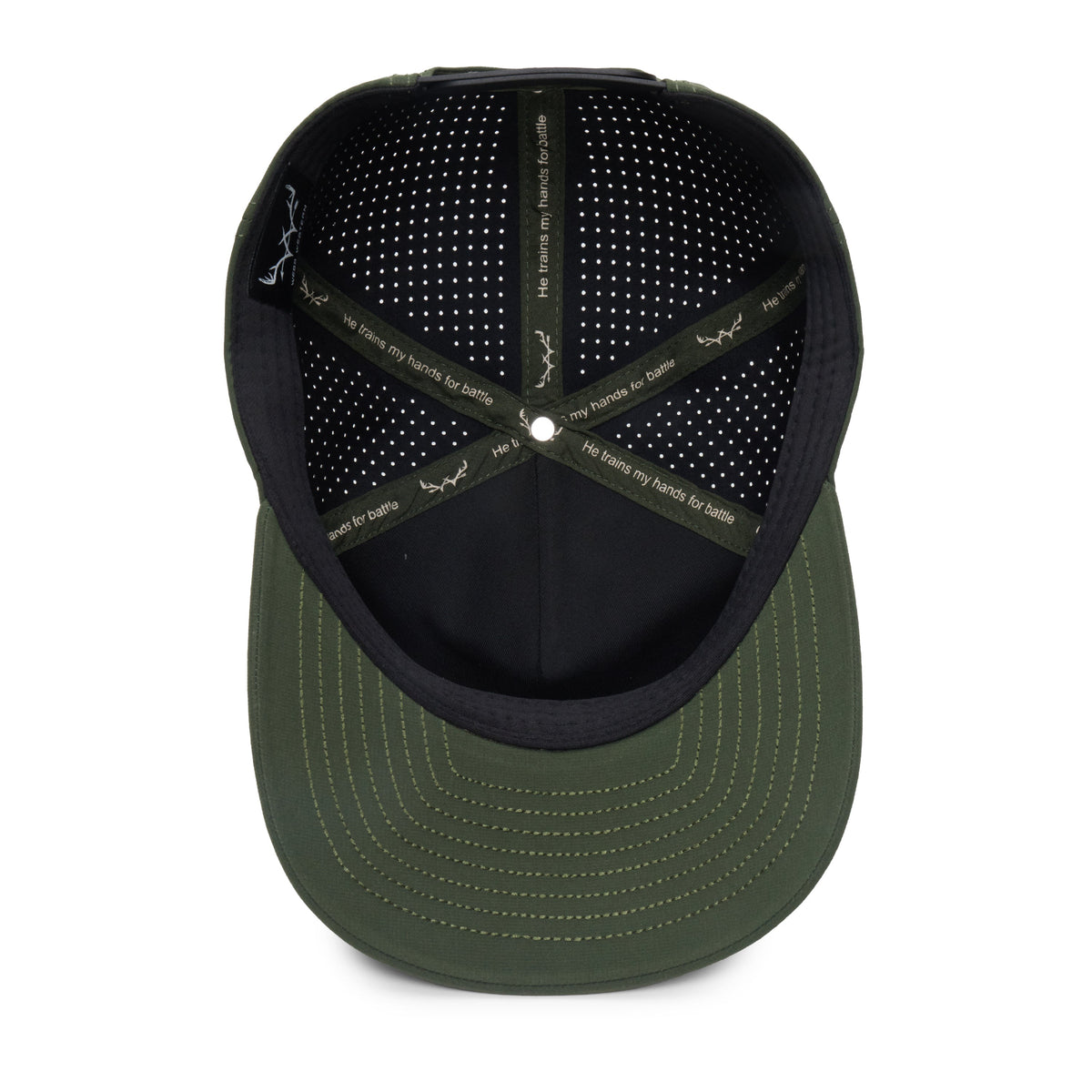 Webb Western Ranger cap, interior view showing the sweatband and crown seams