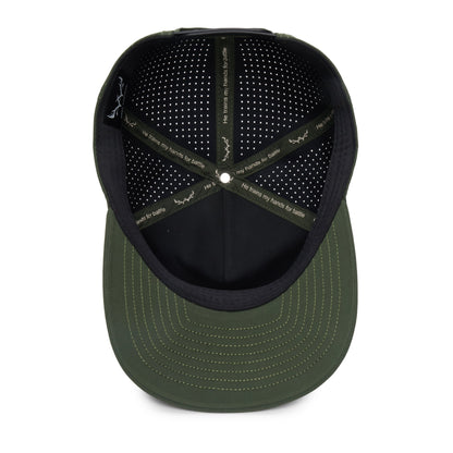 Webb Western Ranger cap, interior view showing the sweatband and crown seams