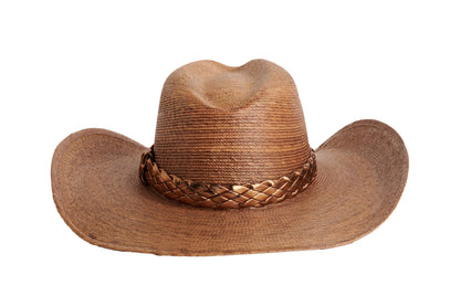 ASN Hats Western natural cowboy hat, rear view showing the crown and trim