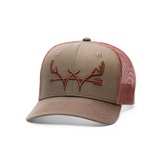 Webb Western WL Antler cap, angled front showing the embroidered front logo
