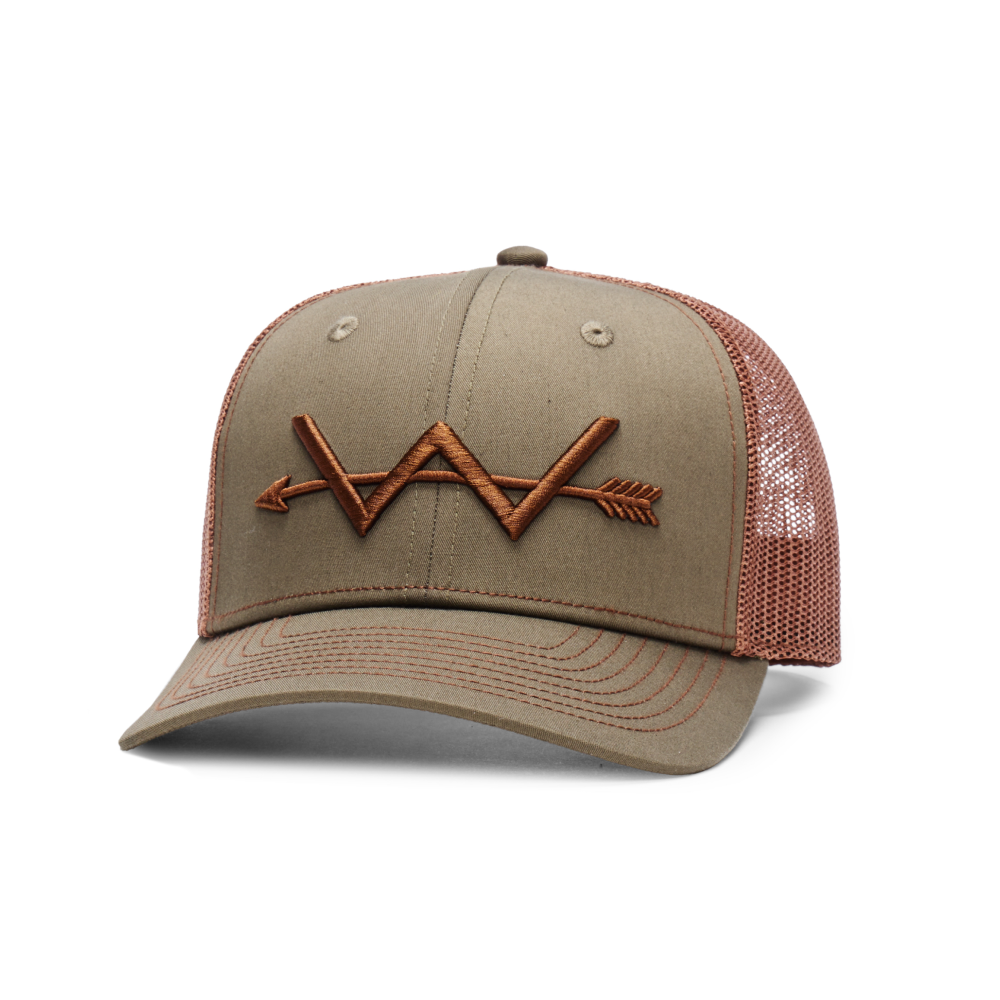 Webb Western Woodland cap, angled front showing the embroidered front logo