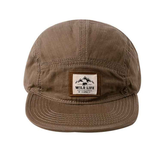 Unisex Mountain Patch Five Panel Cap – Casual Flat Brim Hat