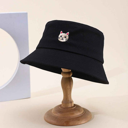 Women's Cat Embroidered Soft Bucket Hat