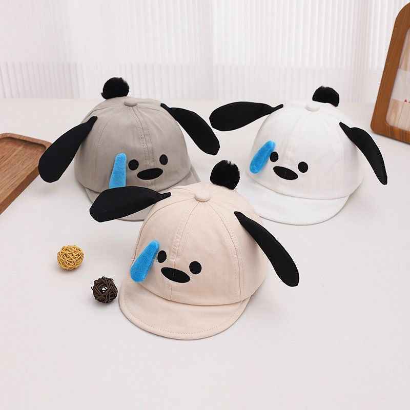 Kids Beige 3D Puppy Ear Cartoon Baseball cap front view