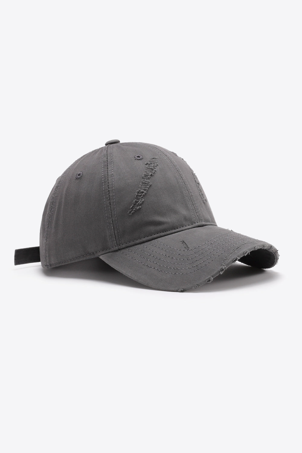 Black cotton distressed cap studio angle