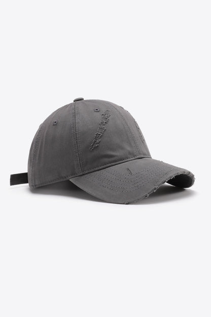 Black cotton distressed cap studio angle