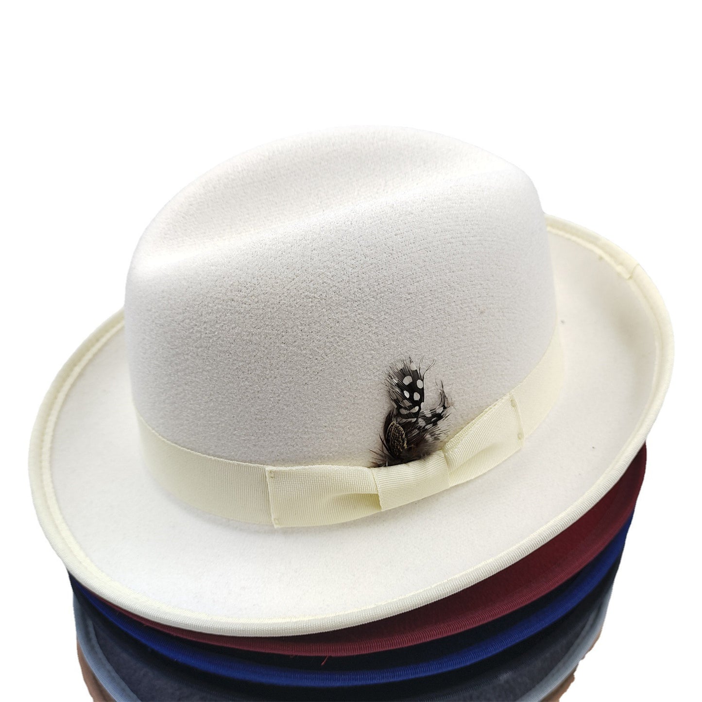 Cotton bell-crown fedora hat colorway 02 front view